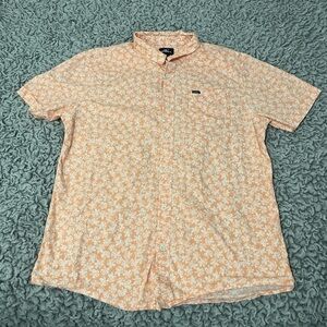 O’Neill Men’s Peach Floral Short Sleeve Button Up Shirt Size L
